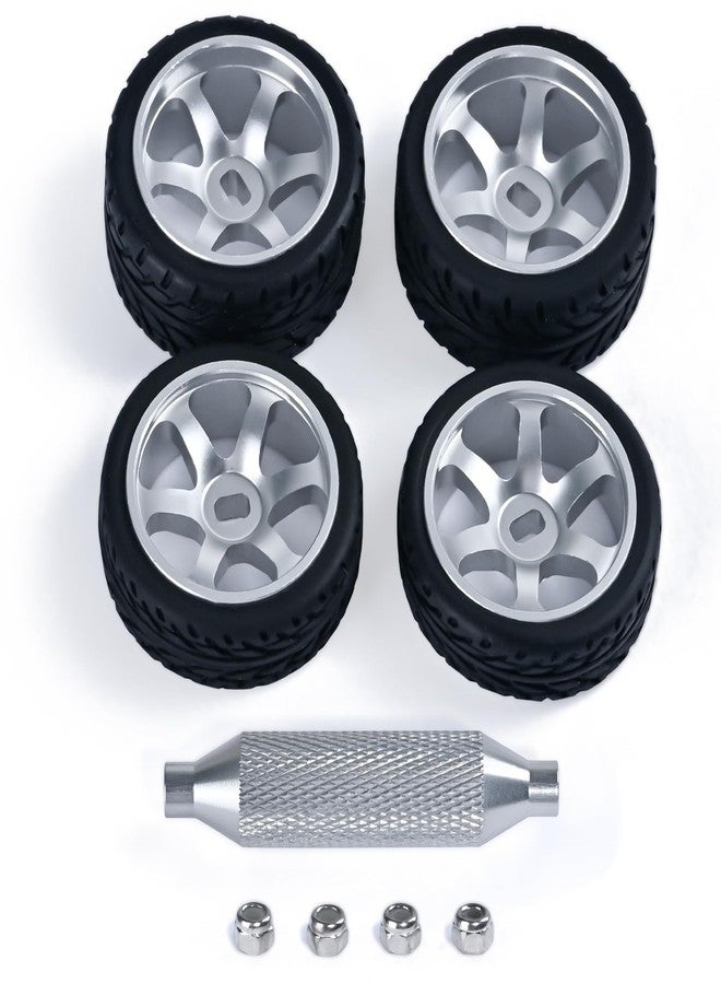 جنوط عجلات أبيندور بستة أضلاع وإطارات سرعة لسيارات التحكم عن بعد بمقياس 1/28، [2*N+2*W] 4 قطع من جنوط سبائك الألومنيوم مقاس 20 مم لسيارات Wltoys K969 K989 P929 AWD XRX AMZ WL DRZ GLA BZ (سيلفر سبيد) - Image 1